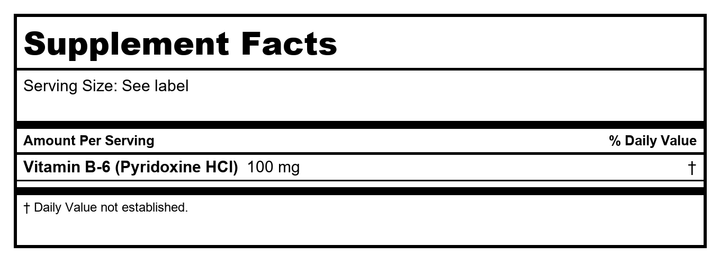SOLARAY B6 Two-Stage, Timed-Release, Veg Cap (Btl-Plastic) 100mg | 60ct - Supplement Facts panel