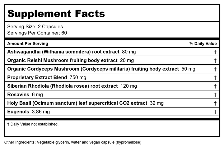 Gaia Herbs Professional Solutions HPA Axis Liquid Capsules, Sleep Cycle, 120 Count - Supplement Facts panel