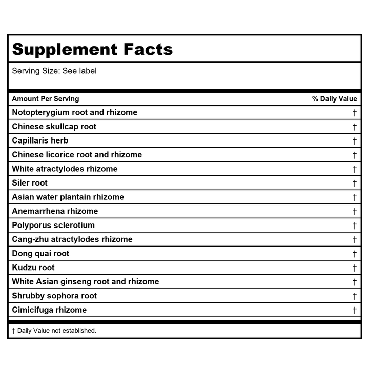 Kan Herb Traditionals Dong Quai Anemarrhena 60 Tablets - Supplement Facts panel