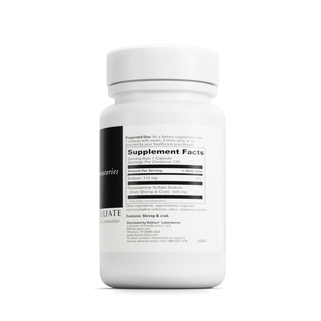 DaVinci Laboratories Glucosamine Sulfate 500 mg 120 Caps - Supplement Facts panel