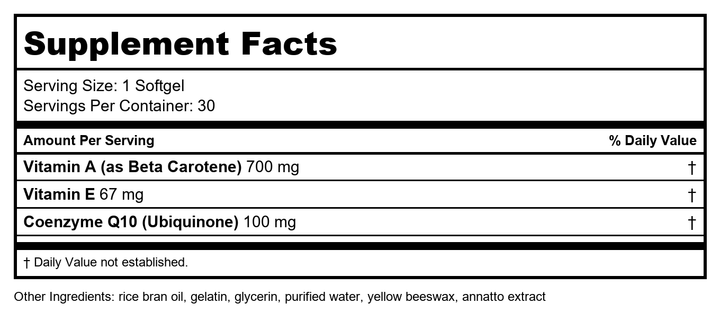 DaVinci Labs - CoQsol 100mg 30c - Supplement Facts panel