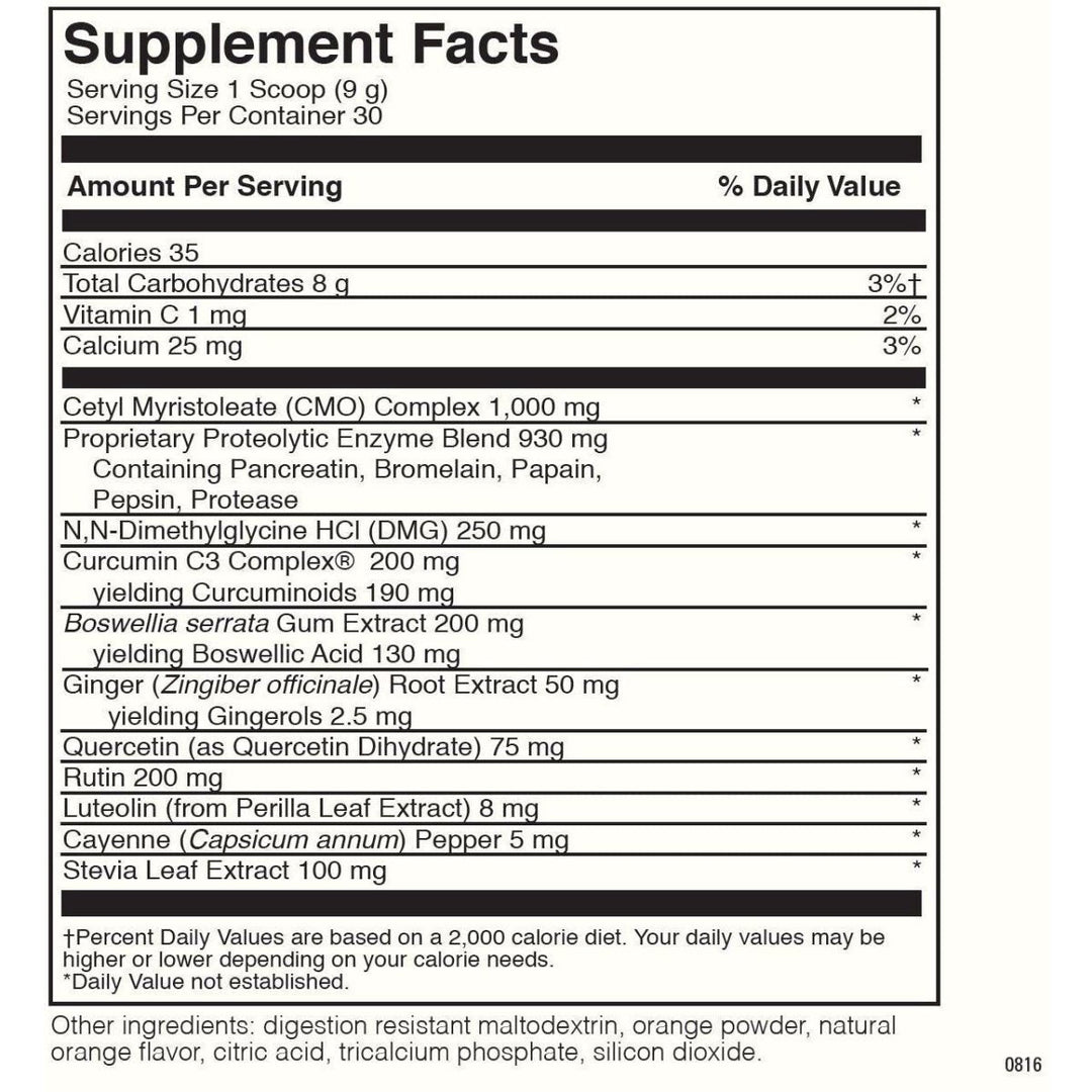 Davinci Labs ENZ-Flame 30 Servings - Supplement Facts panel