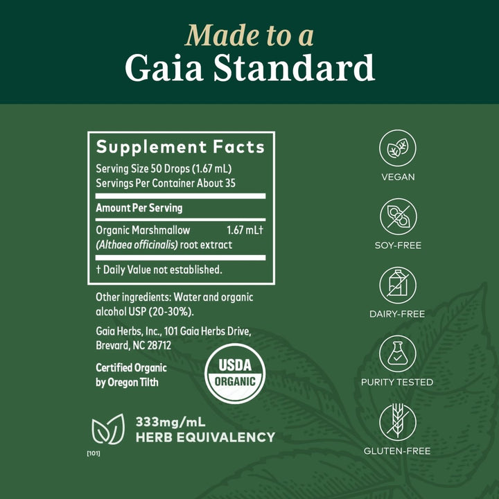 Gaia PRO Marshmallow Root (COG) - Supplement Facts panel