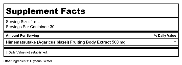 MycoHerb by Kan - Himematsutake 1 Ounce - Supplement Facts panel