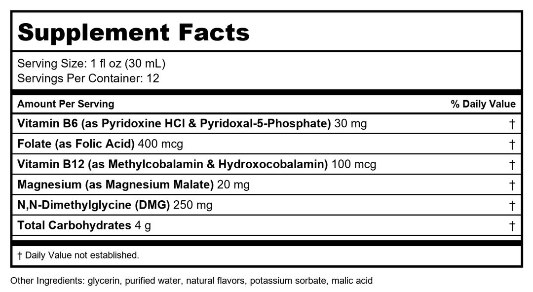 Davinci Labs - Behavior Balance-DMG Liquid 12 oz [Health and Beauty] - Supplement Facts panel