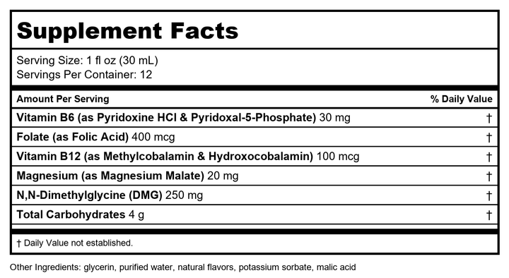 Davinci Labs - Behavior Balance-DMG Liquid 12 oz [Health and Beauty] - Supplement Facts panel