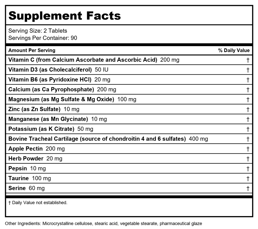 Davinci Laboratories Disc Discovery Tablets, 180 Count - Supplement Facts panel
