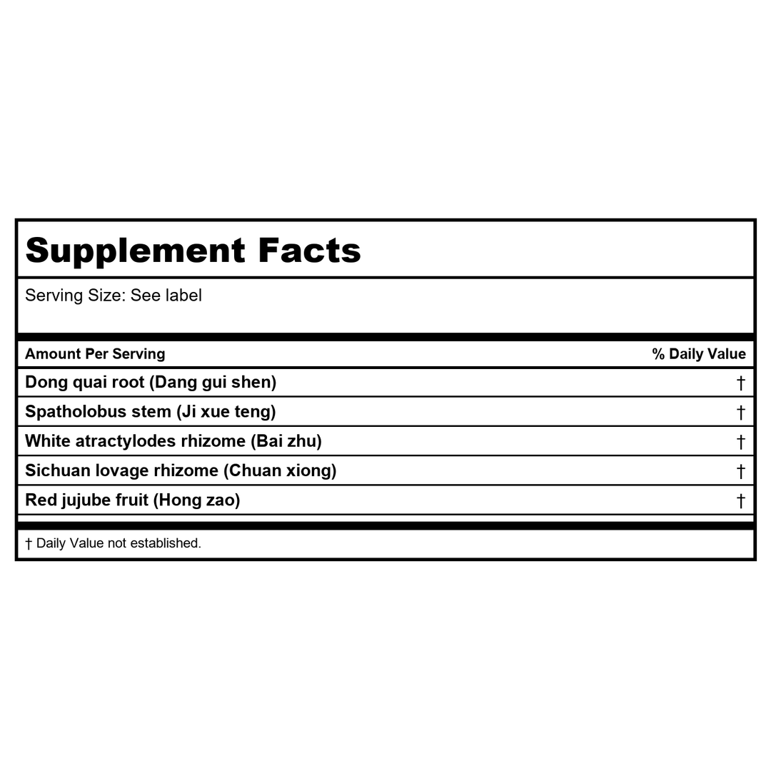 Kan Herb Traditionals Angelica Restorative Formula 8 Ounce - Supplement Facts panel