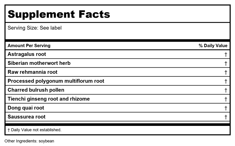 Kan Jade Woman Herbals Jade Restraint 1 Ounce - Supplement Facts panel