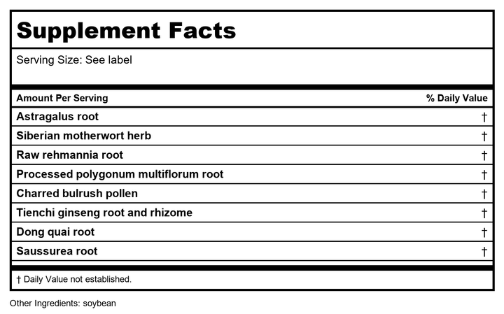 Kan Jade Woman Herbals Jade Restraint 1 Ounce - Supplement Facts panel