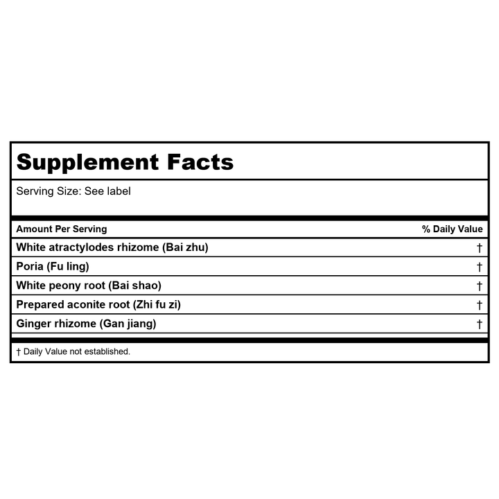 Kan Herb Traditionals True Warrior Formula 60 Tablets - Supplement Facts panel