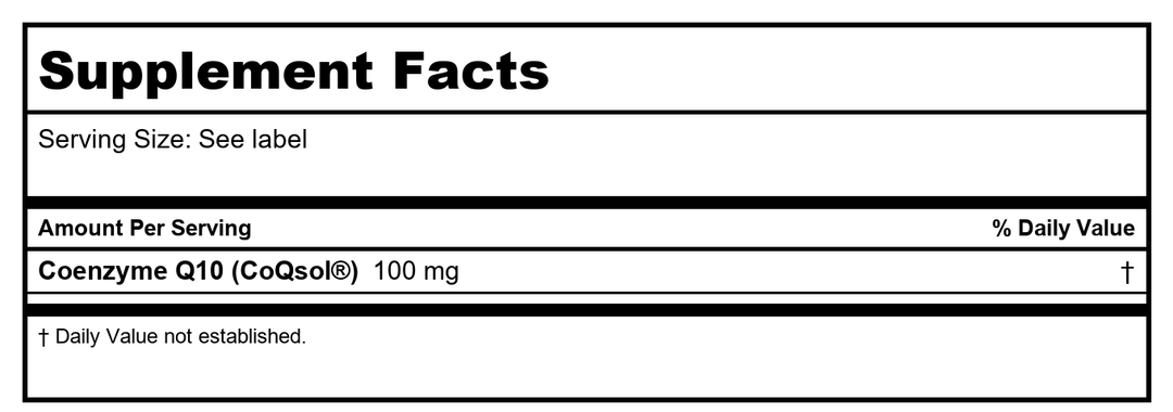Davinci Labs - CoQsol 100mg [Health and Beauty] - Supplement Facts panel
