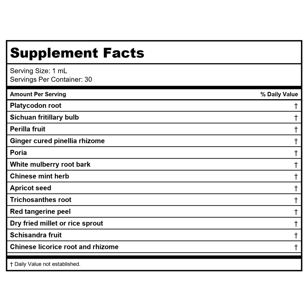 Kan Herb Traditionals Calm Breath Formula 1 Ounce - Supplement Facts panel