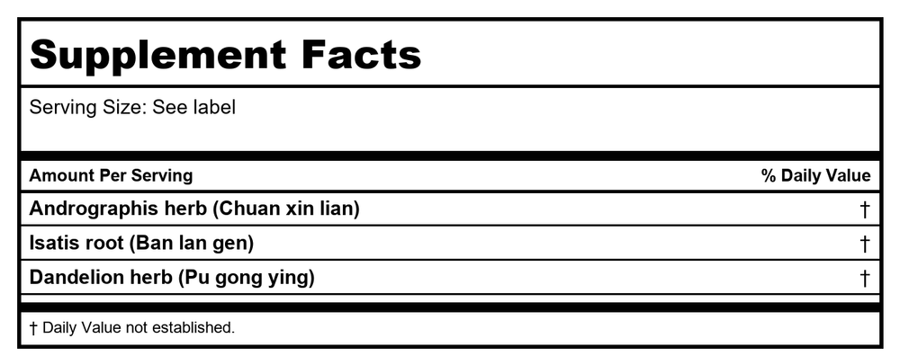 Kan Herb Traditional Antiphlogistic Formula 1 Ounce - Supplement Facts panel