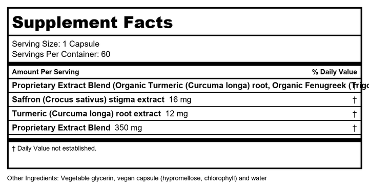 Gaia PRO Serenocin Heart-Brain Axis 60 Vcaps - Supplement Facts panel