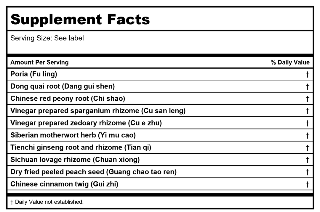 Kan Jade Woman Herbals Jade Control 8 Ounce - Supplement Facts panel