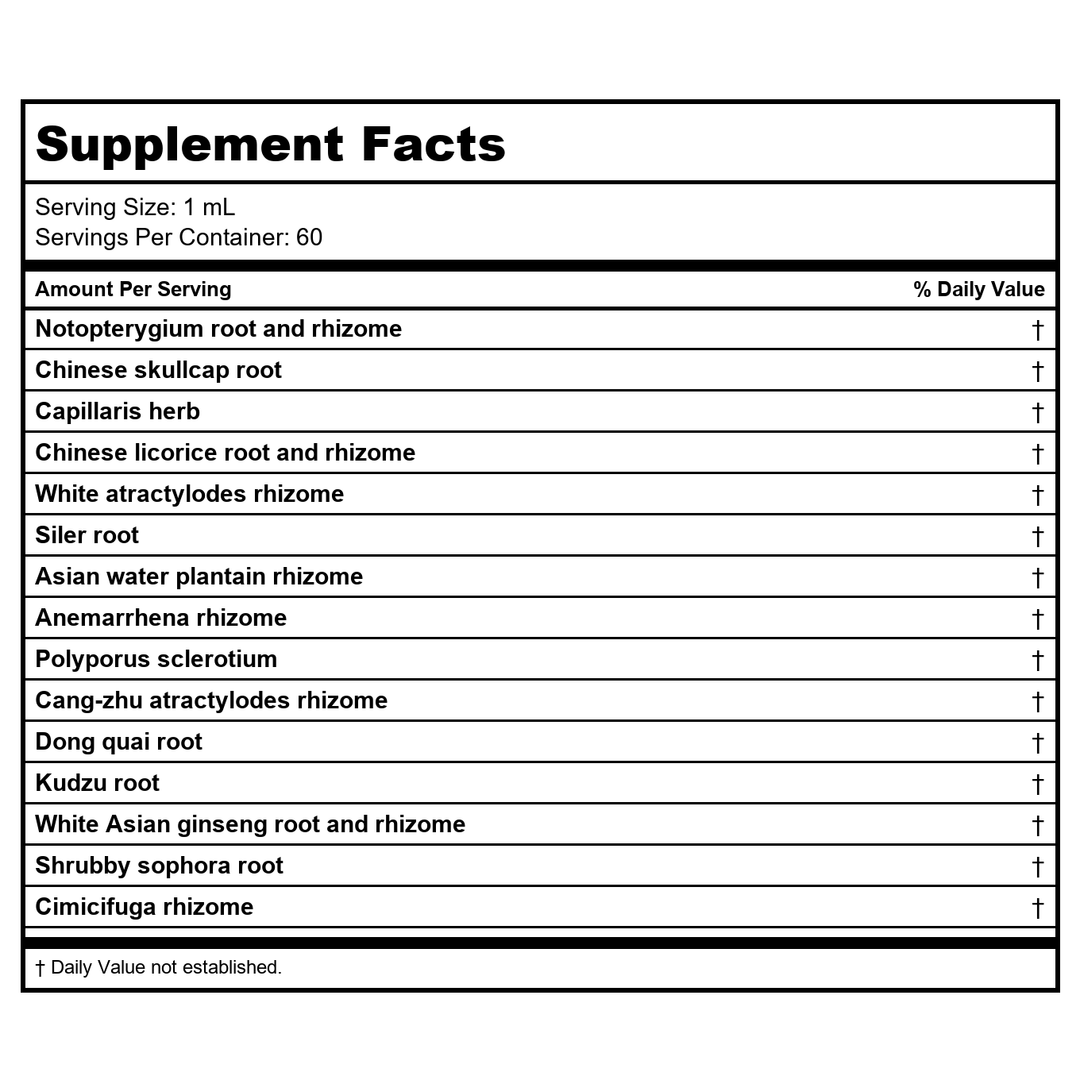 Kan Herb Traditionals Dong Quai Anemarrhena 2 Ounce - Supplement Facts panel