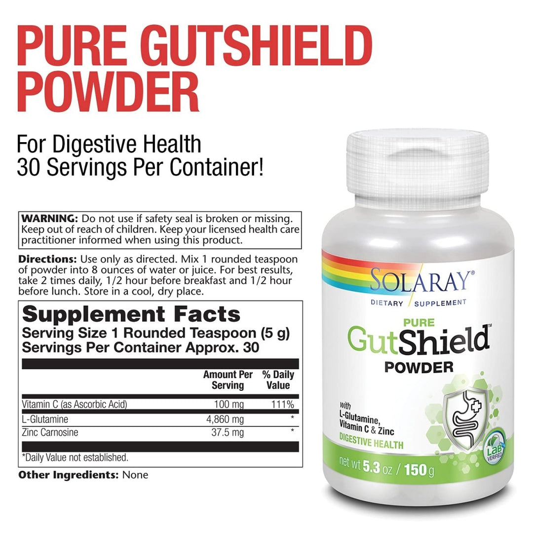 SOLARAY Gutshield Powder 150 Gram - Supplement Facts panel