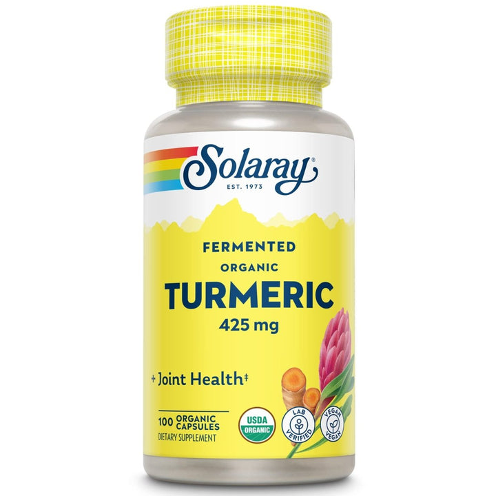 SOLARAY Fermented Turmeric Root 500mg | 100 VegCaps - Supplement Facts panel