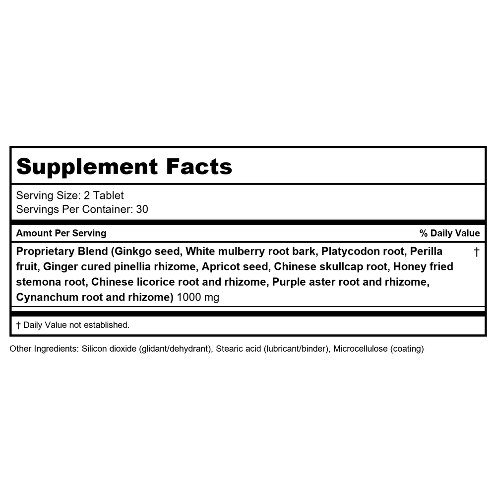 Kan Herb Traditionals BreathEase 2 Ounce - Supplement Facts panel