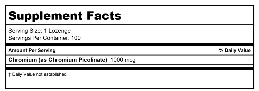 Solaray Chromium Picolinate Lozenges 1000mcg, | 100 Count - Supplement Facts panel