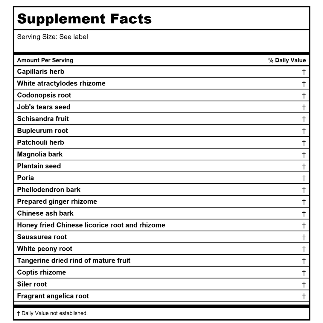 Kan Herb Traditionals Irritease 60 Tablets - Supplement Facts panel