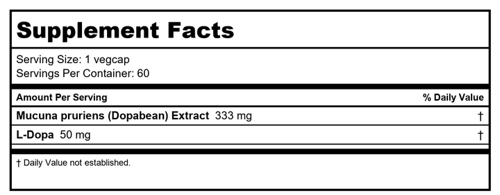 SOLARAY Dopabean, 333 mg | 60 Count - Supplement Facts panel