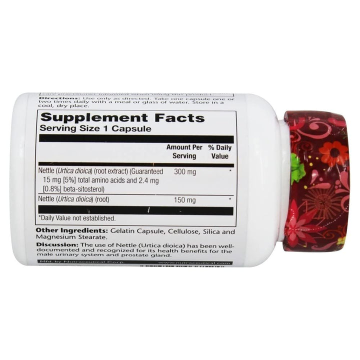 SOLARAY Nettle Root Extract 60 VegCap - Supplement Facts panel