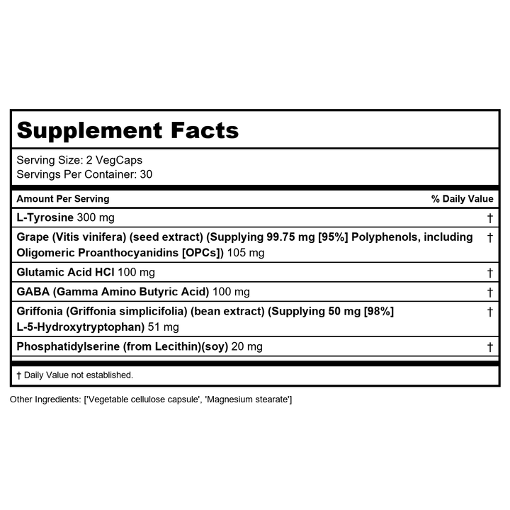 SOLARAY - Focus for Adults | 60 Capsules - Supplement Facts panel