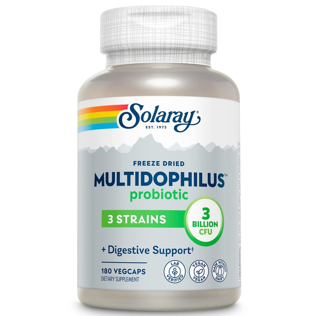 SOLARAY Multidophilus 3 Freeze Dried | 3 Billion CFU | Probiotics L. acidophilus, B. bifidum, and L. bulgaricus for - Supplement Facts panel