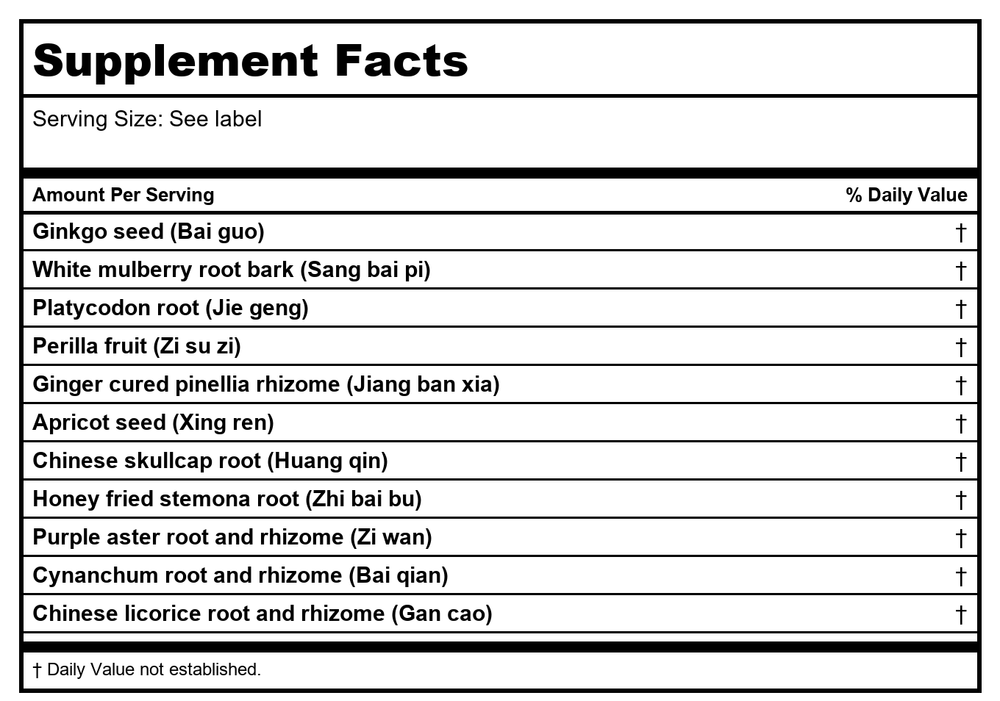 Kan Herb Traditionals BreathEase 1 Ounce - Supplement Facts panel