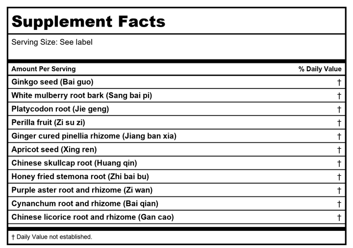 Kan Herb Traditionals BreathEase 1 Ounce - Supplement Facts panel