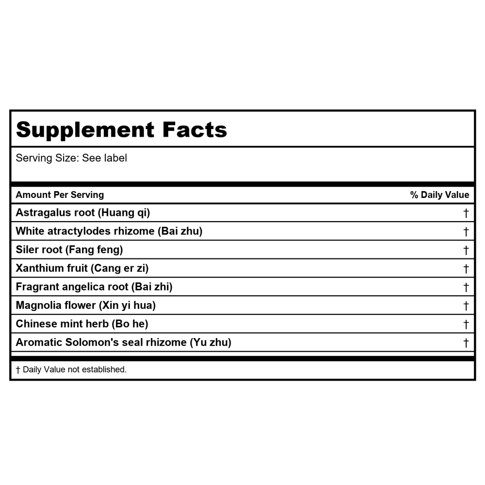Kan Herb Traditionals Jade Windscreen 60 Tablets - Supplement Facts panel
