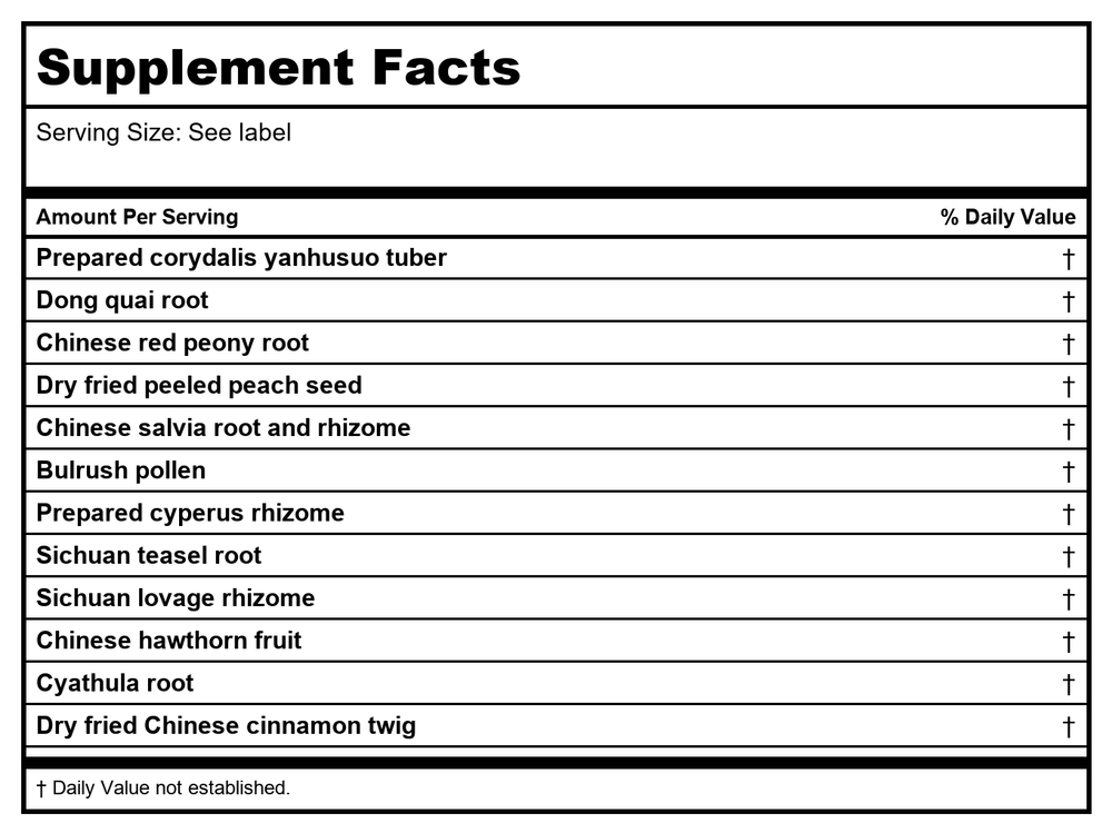 Kan Jade Woman Herbals Jade Moon Flow 60 Tablets - Supplement Facts panel