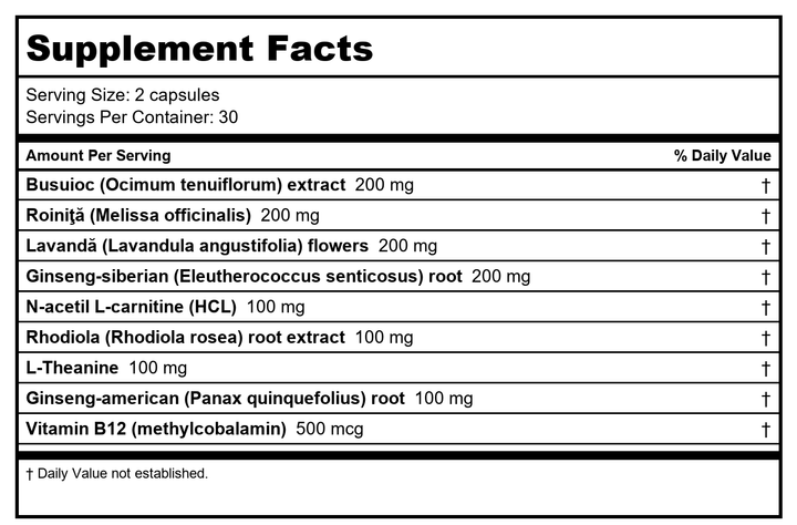 SOLARAY Total Calm Advanced Veg Capsules | 60 Count - Supplement Facts panel