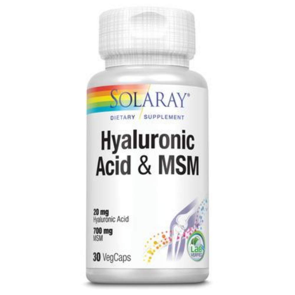 SOLARAY Hyaluronic Acid Plus MSM, Veg Cap (Btl-Plastic) | 30ct - Supplement Facts panel