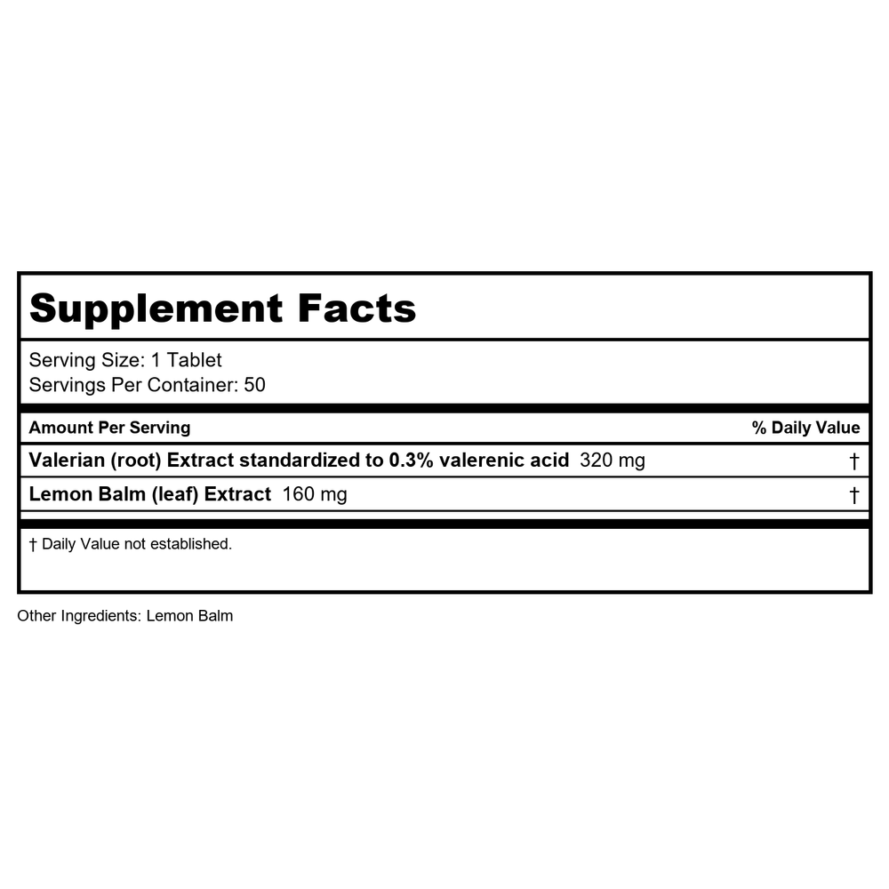 Nature's Way Valerian Nighttime 50 Tablets - Supplement Facts panel