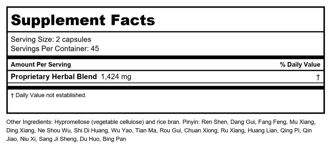 Health Concerns AC-Q 90t - Supplement Facts panel