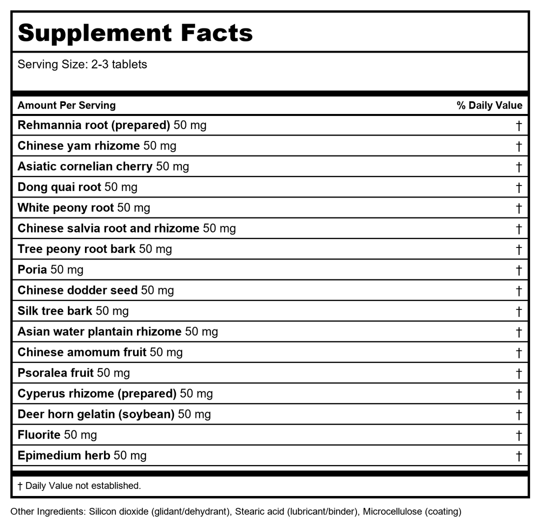 Kan Jade Woman Herbals Jade Moon Passage 2 Ounce - Supplement Facts panel