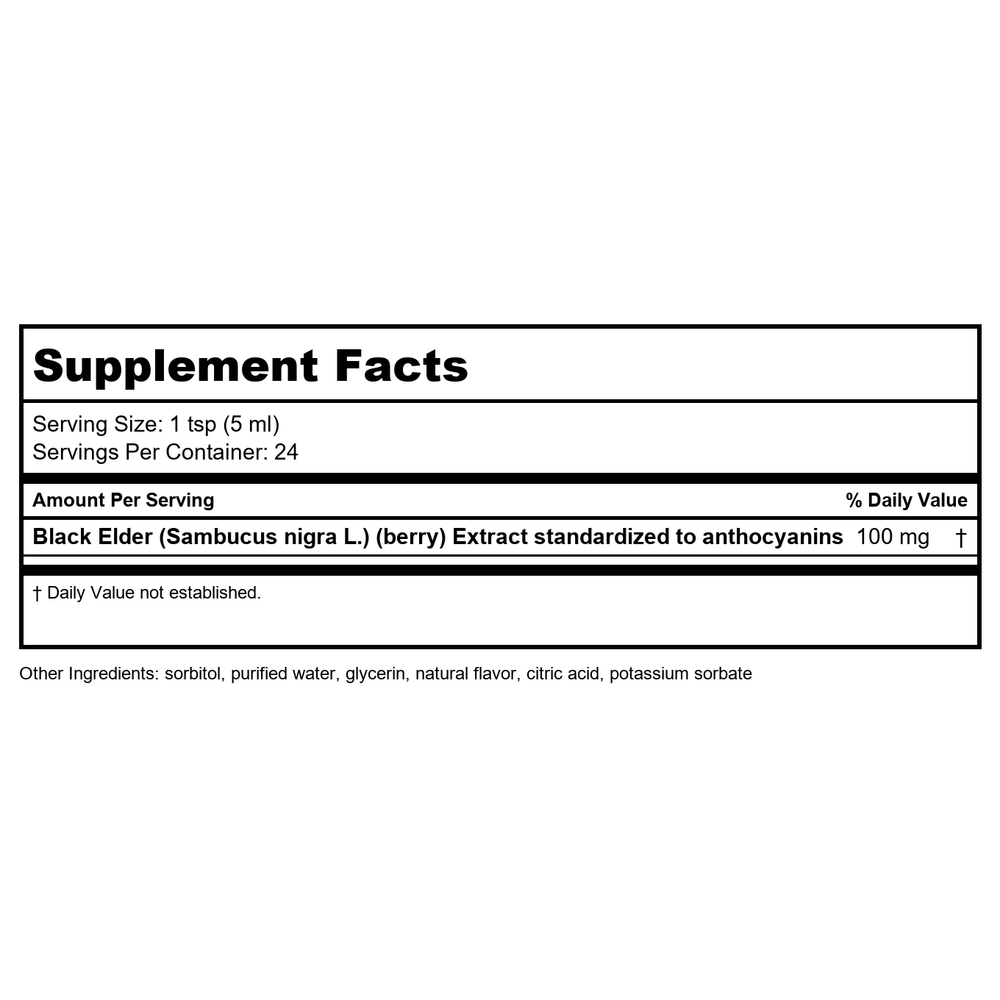 Nature'S Way Sambucus Syrup Sugar Free 4 Fz - Supplement Facts panel