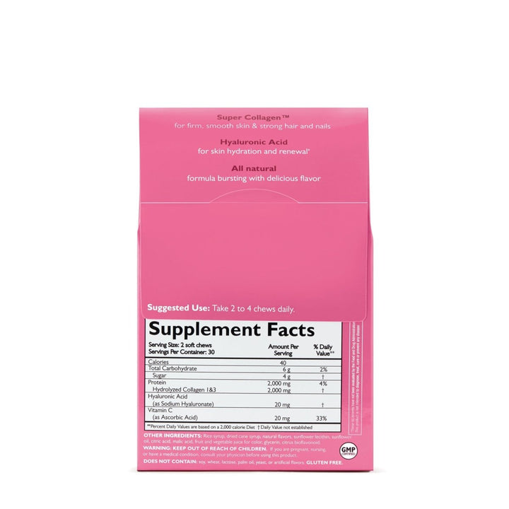 NEOCELL Fruit Punch Beauty Burst Collagen Chews, 2000 mg, 60 CT - Supplement Facts panel