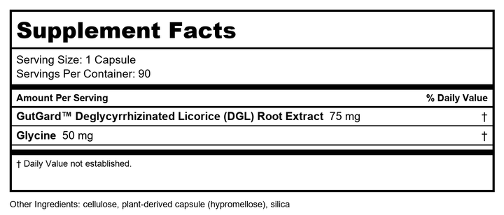 Nature?s Way Premium Extract DGL Ultra Extra Strength Digestive Relief*, 90 Capsules - Supplement Facts panel