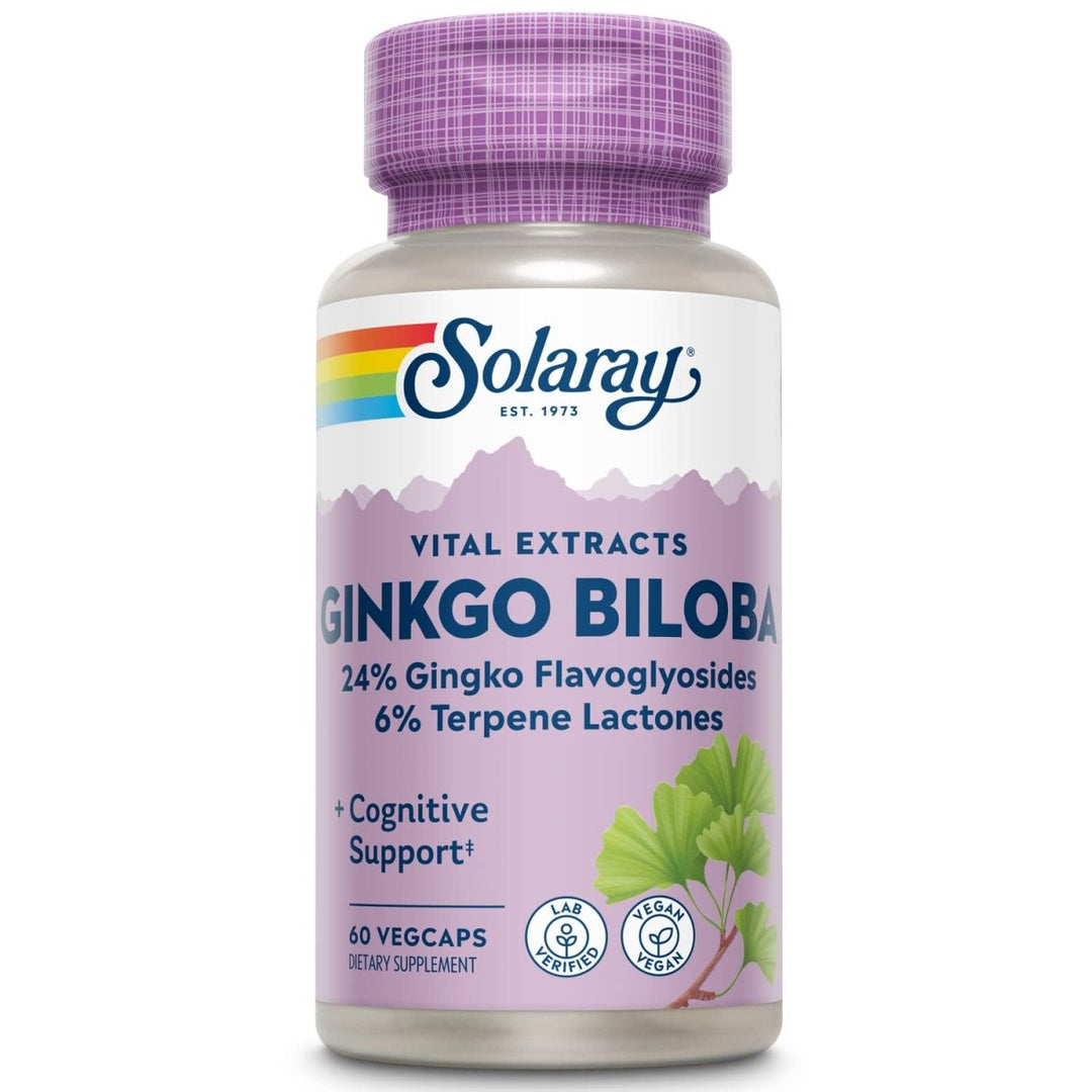 SOLARAY Ginkgo Biloba Extract, 60mg | 60 Count - Supplement Facts panel