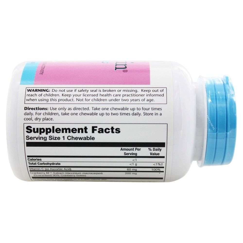 CranActin Chewable Solaray 60 Chewable - Supplement Facts panel