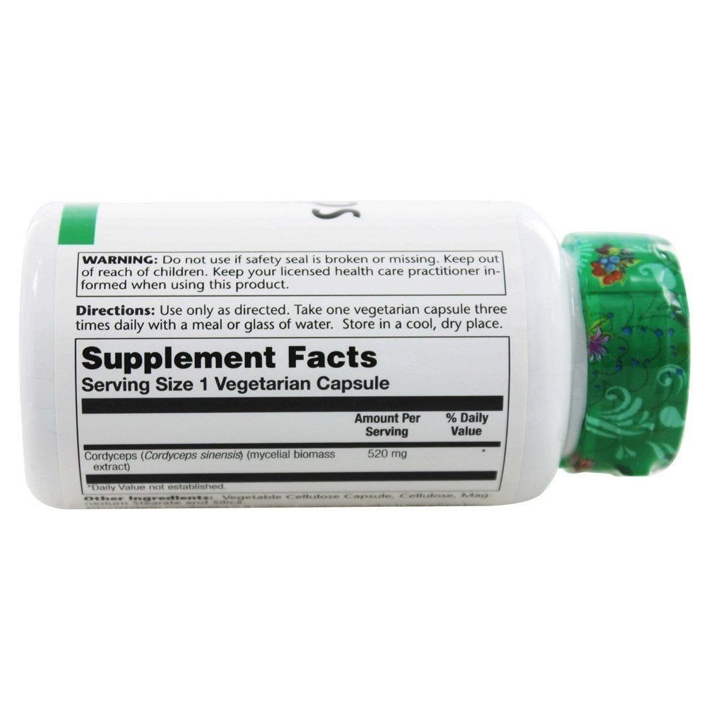 SOLARAY Cordyceps | 100 Count - Supplement Facts panel