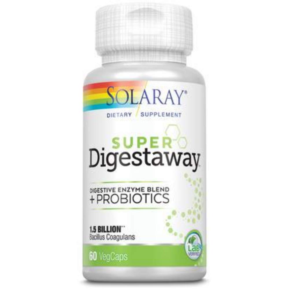 SOLARAY Super Digestaway + Probiotics VCapsules | 60 Count - Supplement Facts panel