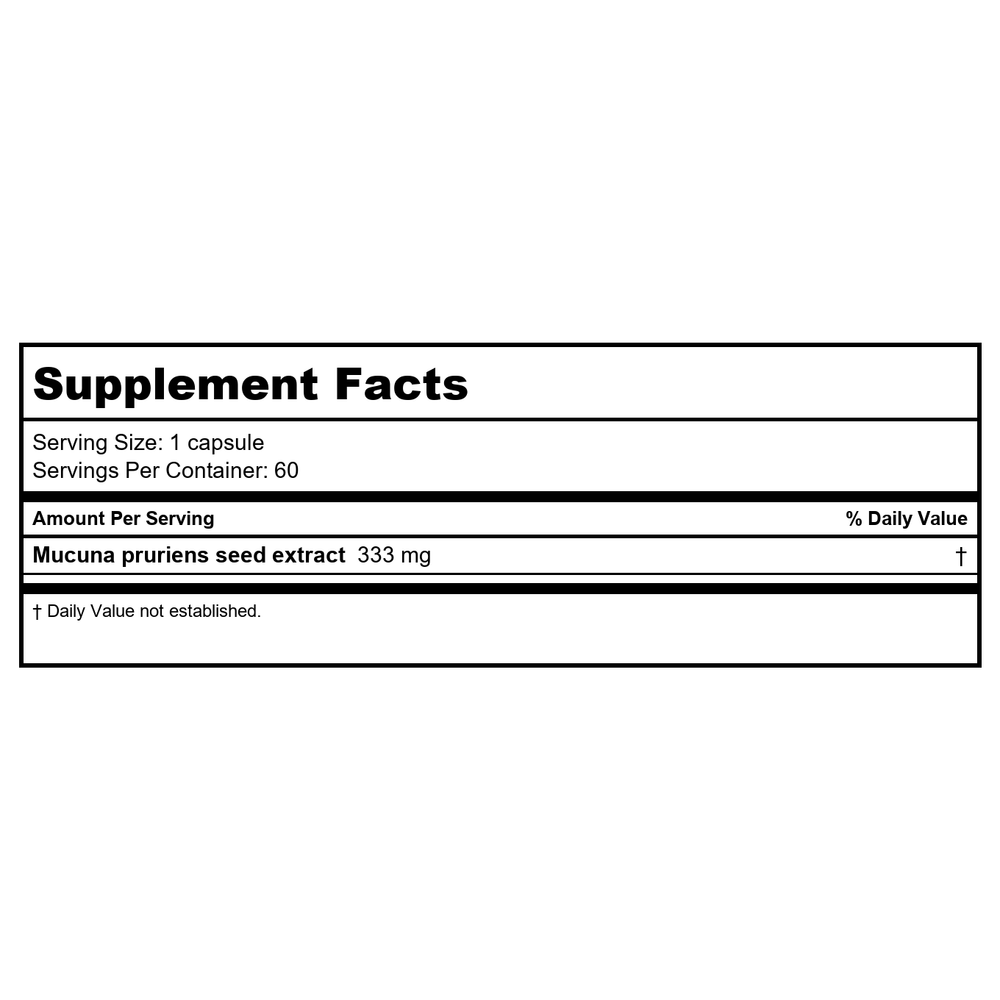 Solaray - Dopabean, 333 mg, 60 Capsules - Supplement Facts panel