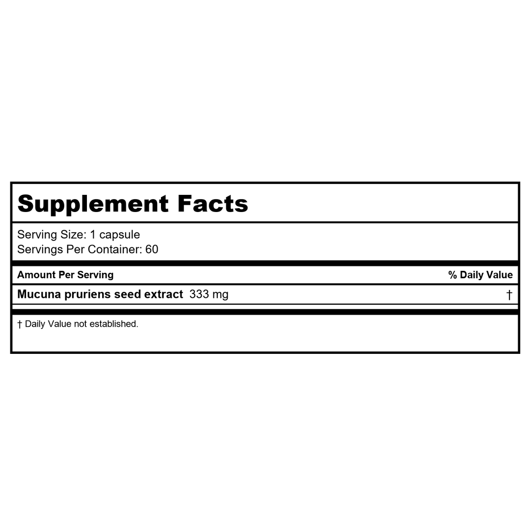 Solaray - Dopabean, 333 mg, 60 Capsules - Supplement Facts panel
