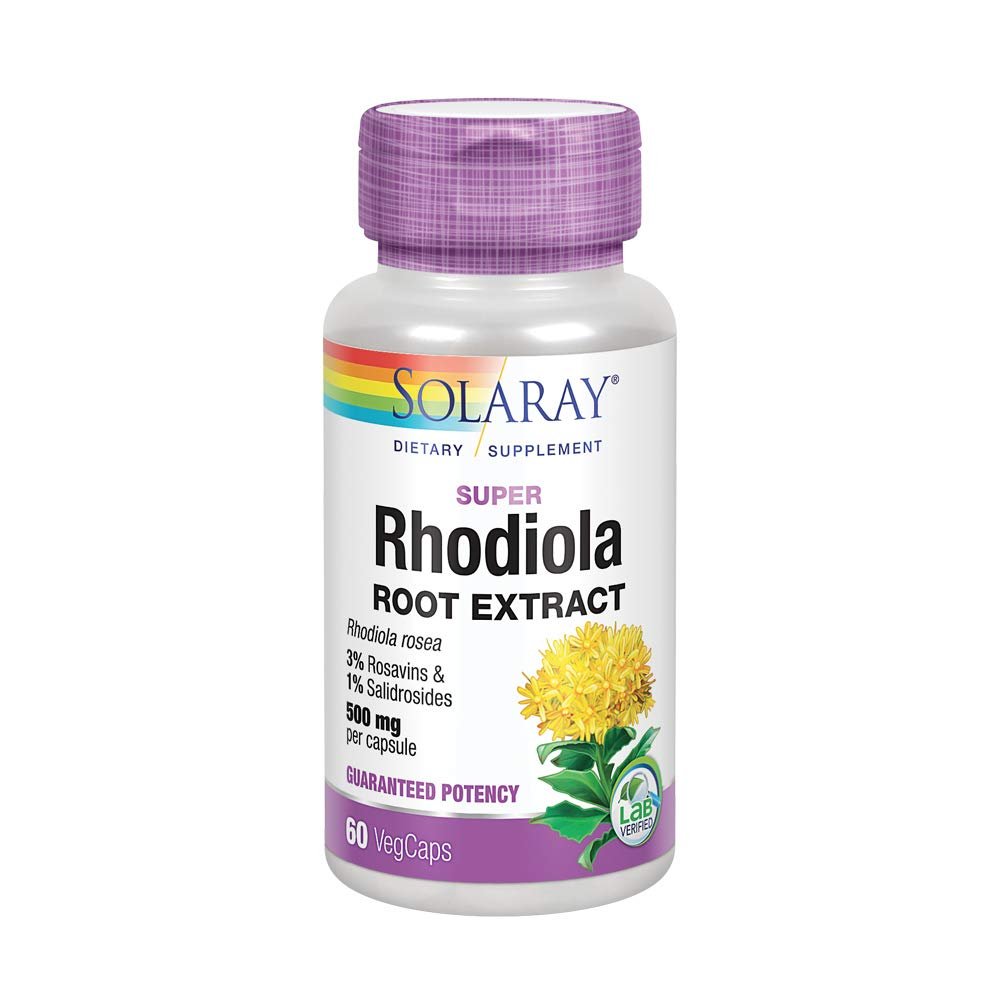 Solaray Super Rhodiola Root Extract 500 mg VCapsules, 60 Count - Supplement Facts panel
