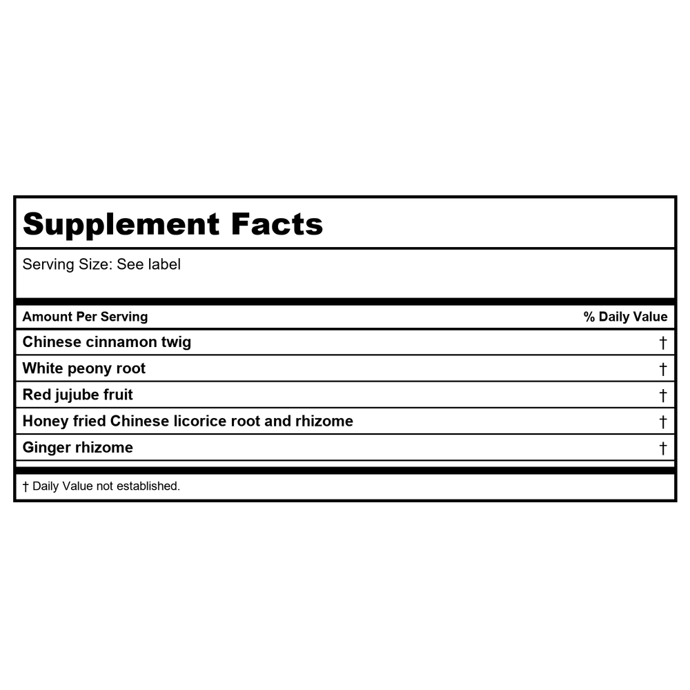 Kan Herbs - Cinnamon Twig Decoction 1 Ounce - Supplement Facts panel